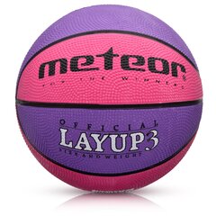 Баскетбольный Метеор LayUp 3 розовый/фиолетовый 07081 цена и информация | Баскетбольные мячи | 220.lv