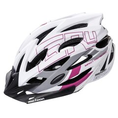 Велосипедный шлем Meteor Gruver M 55-58 см бело-серый-черно-фиолетовый 24754 цена и информация | Шлемы | 220.lv