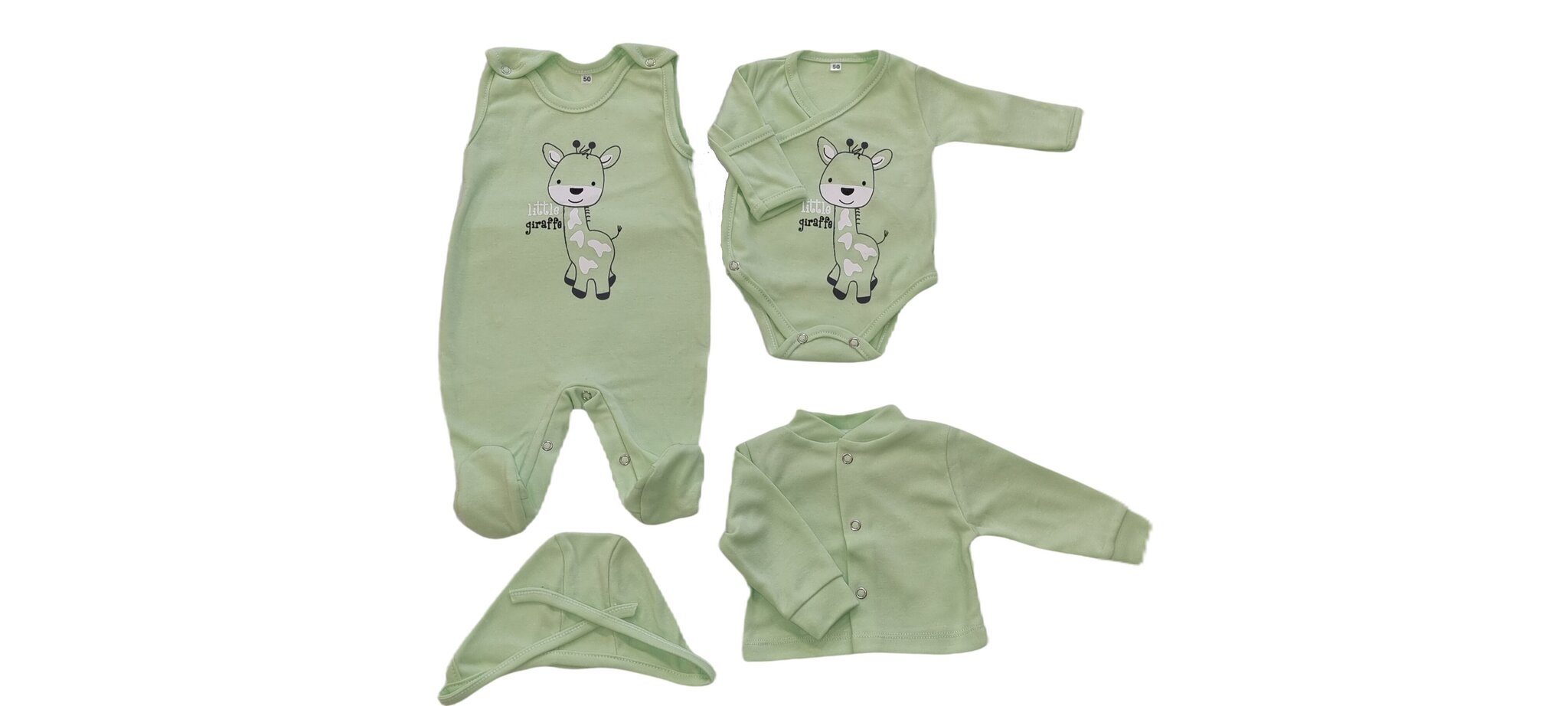 Komplekts mazuļiem Žirafe 4 daļas zaļa цена и информация | Apģērbu komplekti jaundzimušajiem | 220.lv