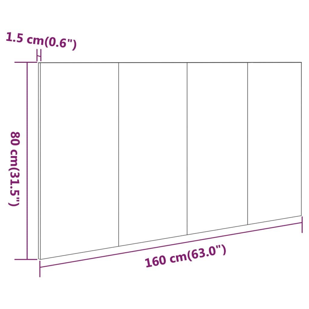 Gultas galvgalis, pelēks, 160x1,5x80cm, apstrādātas koksnes cena un informācija | Gultas | 220.lv