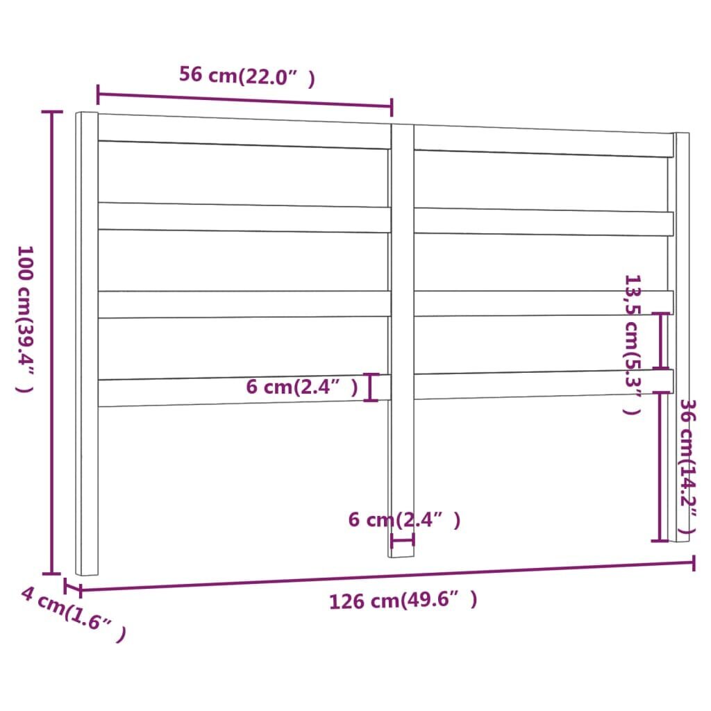 Gultas galvgalis, 126x4x100cm, priedes masīvkoks cena un informācija | Gultas | 220.lv