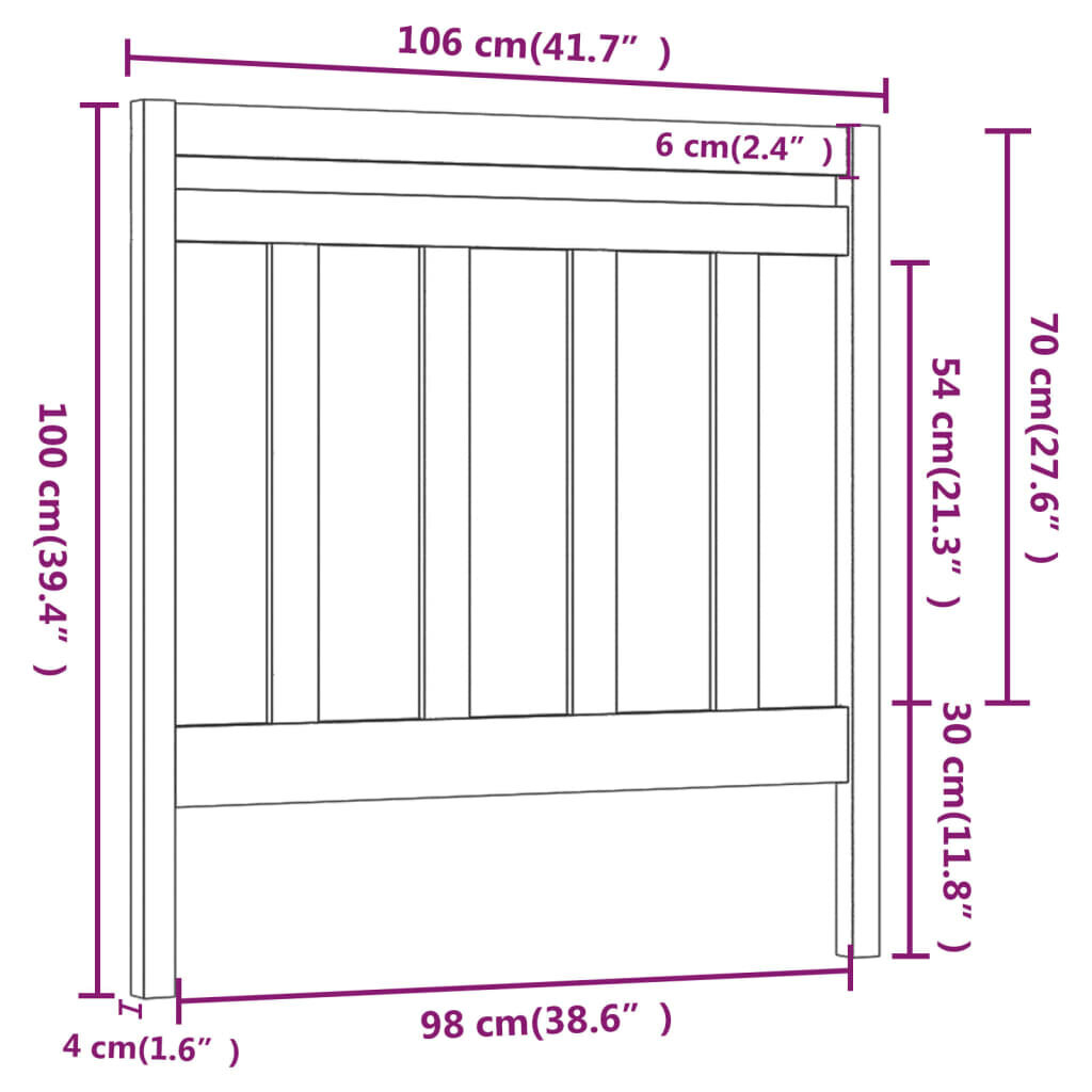 Gultas galvgalis, 106x4x100cm, priedes masīvkoks cena un informācija | Gultas | 220.lv