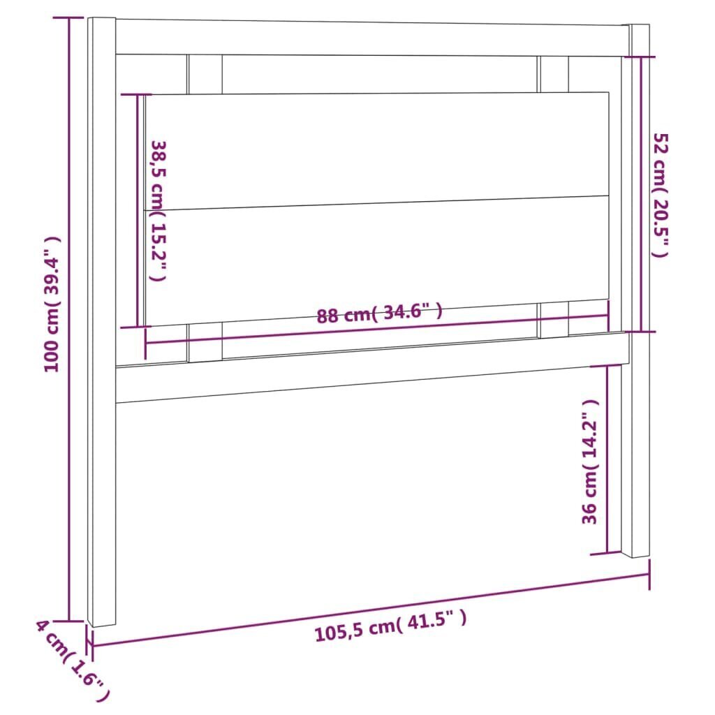 Gultas galvgalis, medus brūns, 105,5x4x100cm, priedes masīvkoks цена и информация | Gultas | 220.lv