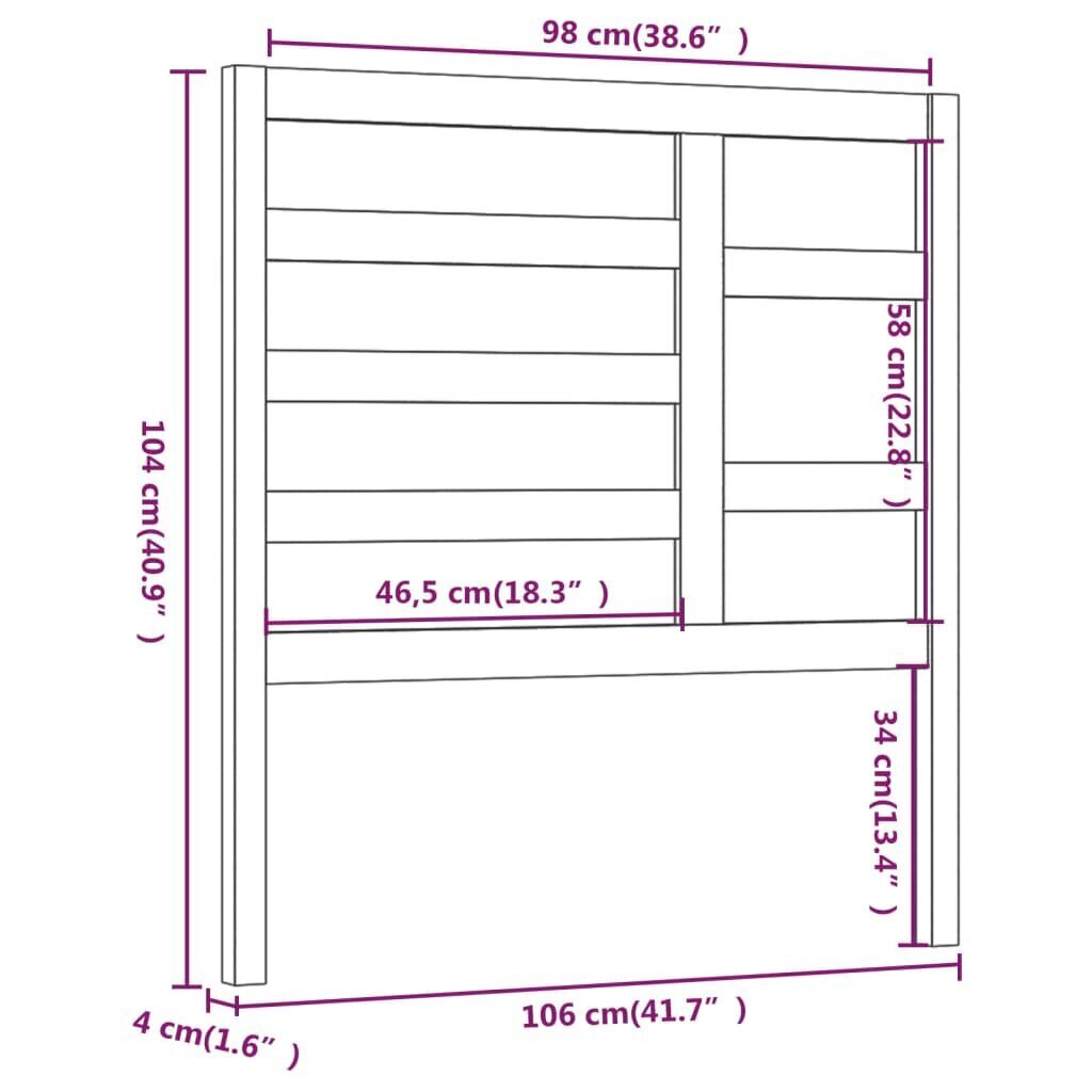 Gultas galvgalis, medus brūns, 106x4x104cm, priedes masīvkoks cena un informācija | Gultas | 220.lv