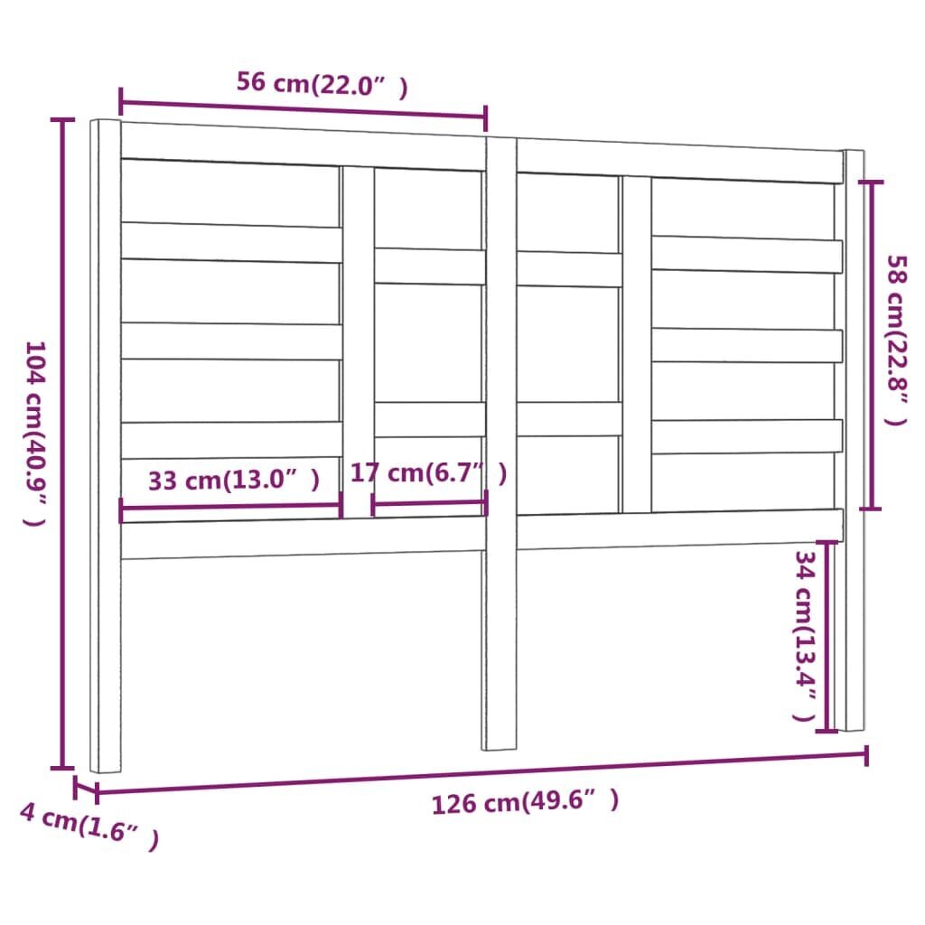 Gultas galvgalis, 126x4x104cm, priedes masīvkoks cena un informācija | Gultas | 220.lv