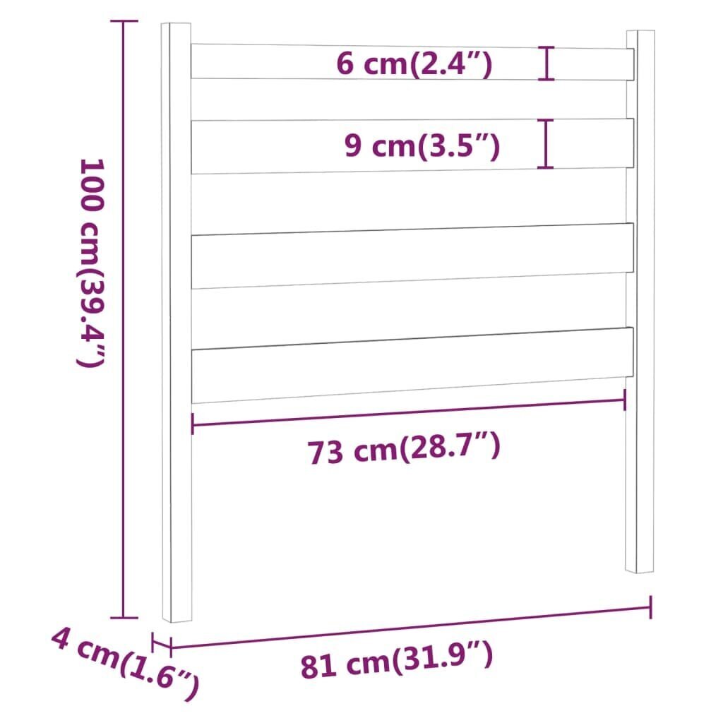 Gultas galvgalis, melns, 81x4x100cm, priedes masīvkoks цена и информация | Gultas | 220.lv