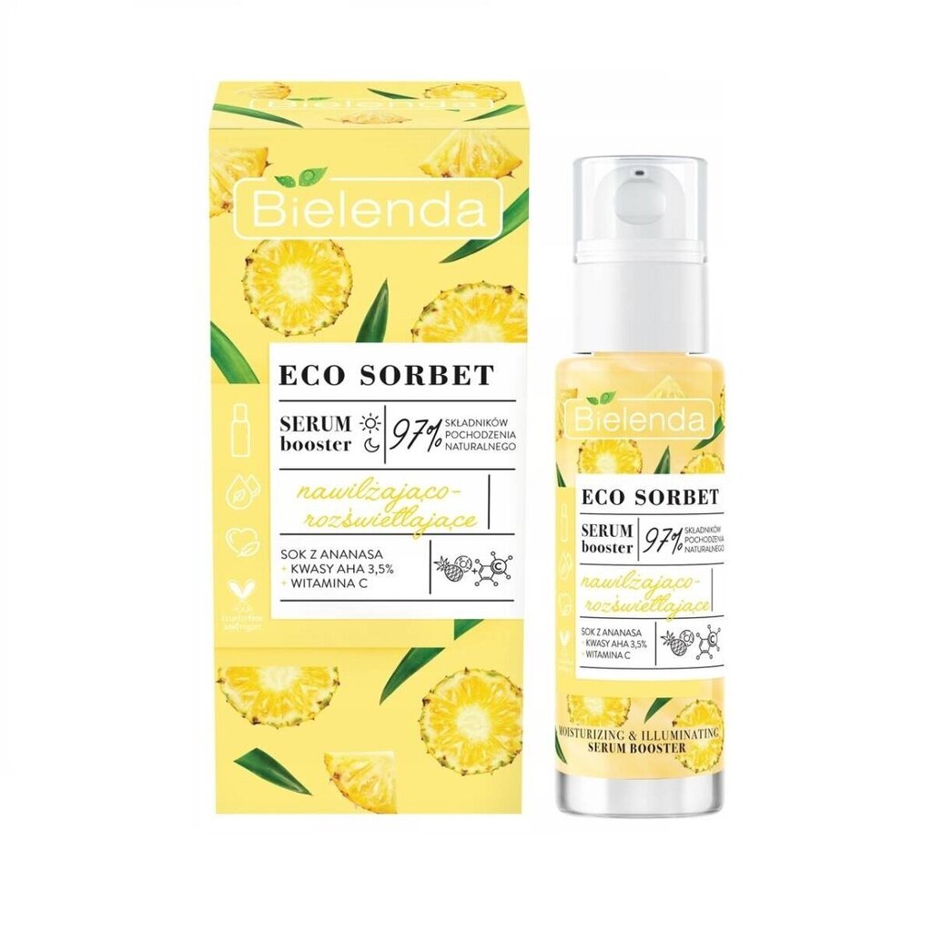 Mitrinošs un izgaismojošs serums Bielenda Eco Sorbet Ananas, 30 ml cena un informācija | Serumi sejai, eļļas | 220.lv