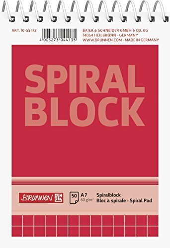 Piezīmju grāmatiņa A7 / 50 lapas kvadrātveida spirāle, Brunnen /20 цена и информация | Burtnīcas un papīra preces | 220.lv