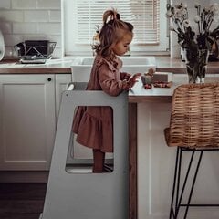 MeowBaby® Scandi Baby virtuves palīgs, pelēks цена и информация | Детские столы и стулья | 220.lv