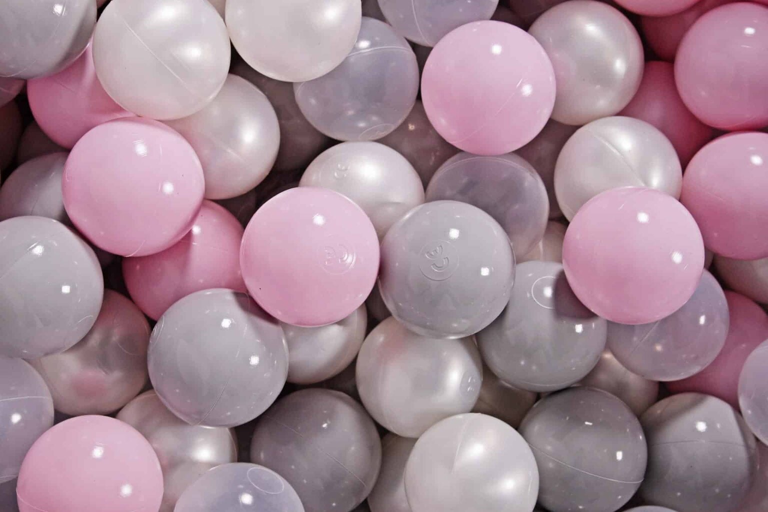MeowBaby® putu rotaļu komplekts spilgti rozā + 100 bumbiņu komplekts: pasteļrozā, caurspīdīgs, balts perlamutra, pelēks cena un informācija | Rotaļlietas zīdaiņiem | 220.lv