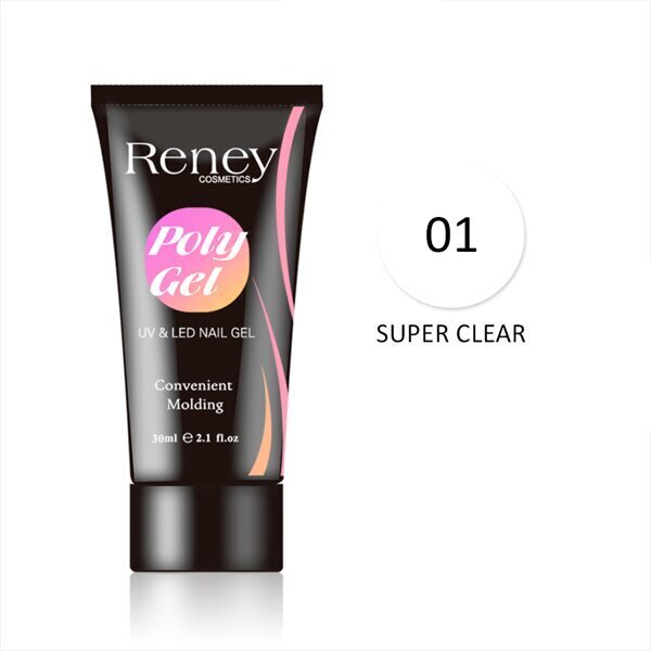 Reney Polygel Acrylgel Super Clear 01 30ml цена и информация | Nagu lakas, stiprinātāji | 220.lv
