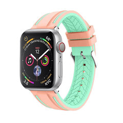 Силиконовый Ремешок RACE для Apple Watch — Розовый/Неоново-Зеленый 42/44/45мм цена и информация | Аксессуары для смарт-часов и браслетов | 220.lv