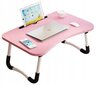 Datora saliekamais galds rozā krāsā klēpjdatoram un planšetdatoram cena un informācija | Datorgaldi, rakstāmgaldi, biroja galdi | 220.lv