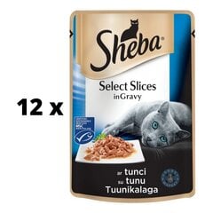 Корм для кошек Sheba, с тунцом, в пакетиках, 85 г x 12 шт. упаковка цена и информация | Консервы для котов | 220.lv