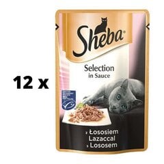 Kaķu barība SHEBA, ar lasi, maisiņos, 85 g x 12 gab. iepakojums cena un informācija | Sheba Zoo preces | 220.lv