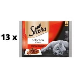 Kaķu barība SHEBA, dažādas gaļas komplekts, maisiņos, 4 x 85 g x 13 gab. cena un informācija | Konservi kaķiem | 220.lv