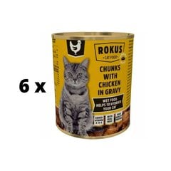 Консервы для кошек Rokus, с курицей, 415г x 6 шт. упаковка цена и информация | Консервы для котов | 220.lv