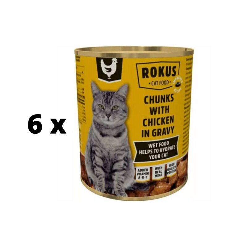 Kaķu barības konservi ROKUS, ar vistu, 415g x 6 gab. cena un informācija | Konservi kaķiem | 220.lv