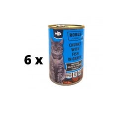 Kaķu barības konservi ROKUS, ar zivīm, 415 g x 6 gab. cena un informācija | Konservi kaķiem | 220.lv