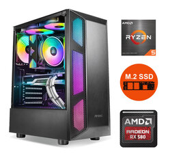 Gamer Ryzen 5 5600X 16GB DDR4 256GB SSD NVME 1TB HDD RX 580 4GB Windows 10 Stacionārais dators cena un informācija | Stacionārie datori | 220.lv