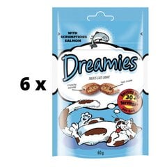 Kārumi kaķiem DREAMIES, ar lasi, 60 g x 6 gab. cena un informācija | Dreamies Zoo preces | 220.lv