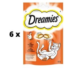 Kārumi kaķiem DREAMIES, ar vistu, 60 g x 6 gab. cena un informācija | Gardumi kaķiem | 220.lv