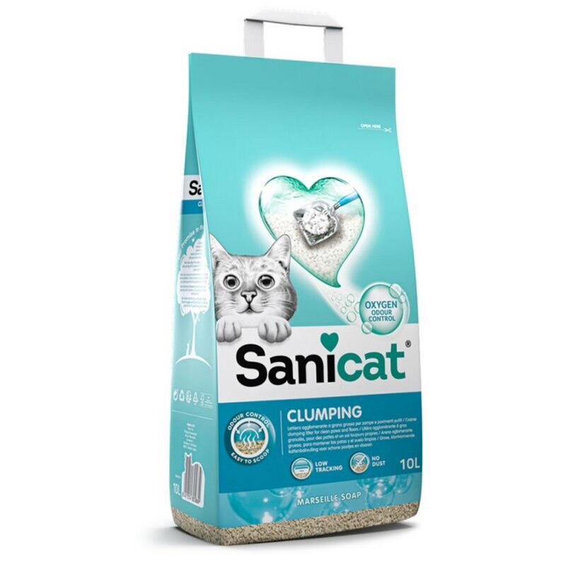 Kaķu pakaiši SANICAT Clumping Marseille ziepes, 10l cena un informācija | Smiltis un pakaiši | 220.lv