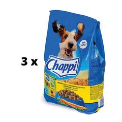 Sausā barība suņiem CHAPPI ar mājputnu gaļu un dārzeņiem, 2,7 kg x 3 gab. cena un informācija | Chappi Zoo preces | 220.lv