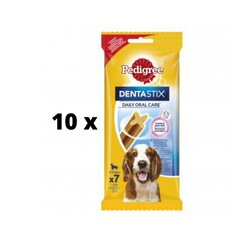 Pedigree Dentastix для средних собак 7 шт., 180г x 10 шт. упаковка цена и информация | Лакомства для собак | 220.lv