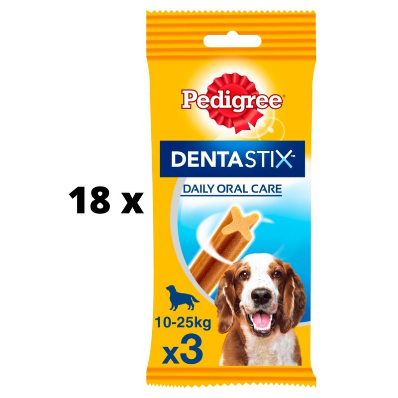 Suņu kārumi PEDIGREE Dentastix vidējiem suņiem 3gab., 77g x 18gab. cena un informācija | Gardumi suņiem | 220.lv