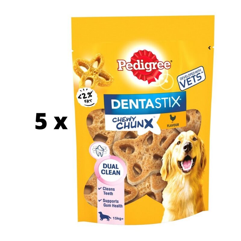 Suņu gardumi PEDIGREE Dentastix Chewy Chunk Maxi, vistas garša, 68 g x 5 gab. cena un informācija | Gardumi suņiem | 220.lv