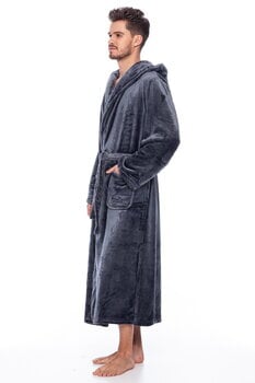 Vīriešu halāts ar kapuci, pelēks cena un informācija | Vīriešu halāti, pidžamas | 220.lv