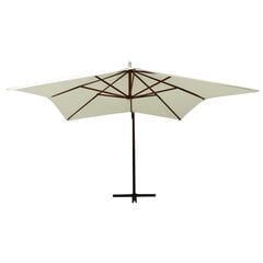 Piekarināms lietussargs ar koka stabu, bēšs un balts, 300 cm цена и информация | Зонты, маркизы, стойки | 220.lv