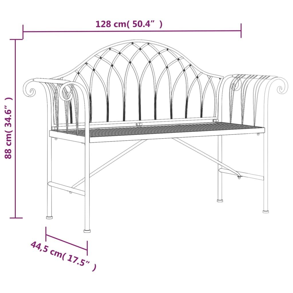 Divvietīgs dārza sols, melns, 128 cm, tērauds цена и информация | Dārza soli | 220.lv