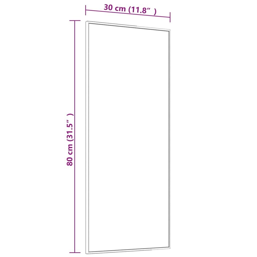 Spogulis uz durvīm, melns, 30x80 cm, stikls un alumīnijs цена и информация | Spoguļi | 220.lv