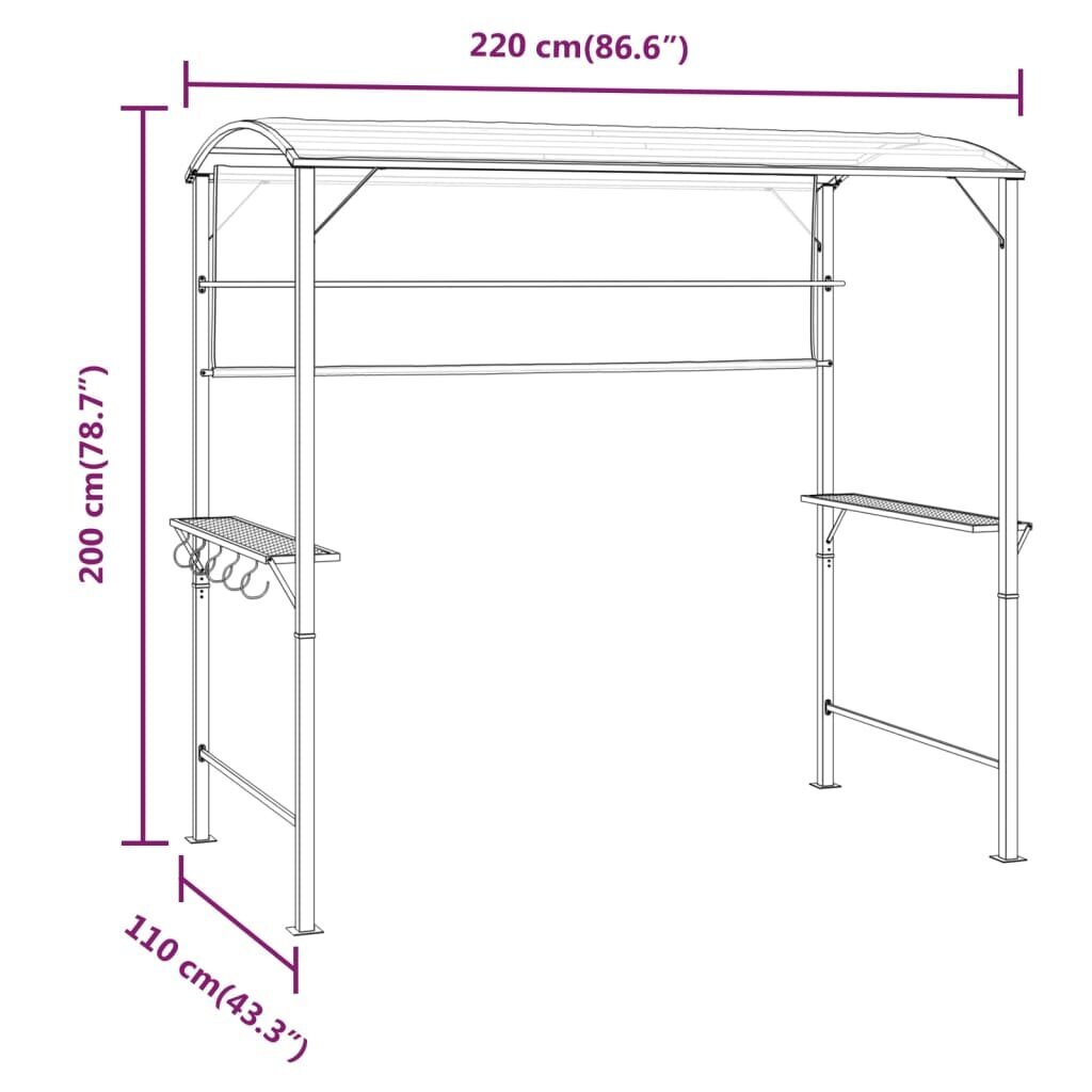 Lapene ar jumtu, krēmkrāsas, 220x110x200cm cena un informācija | Dārza nojumes un lapenes | 220.lv