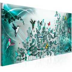 Glezna - Hummingbirds Dance (1 Part) Turquoise Narrow 135x45 cm cena un informācija | Gleznas | 220.lv