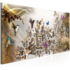 Glezna - Hummingbirds Dance (1 Part) Gold Narrow 135x45 cm cena un informācija | Gleznas | 220.lv