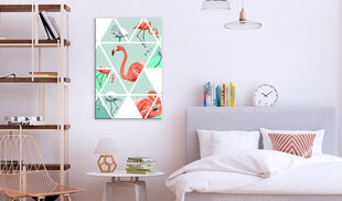 Glezna - Geometric Flamingos (1 Part) Vertical 60x90 cm cena un informācija | Gleznas | 220.lv