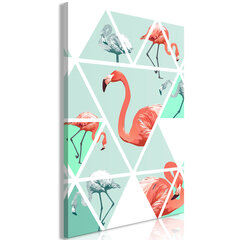 Glezna - Geometric Flamingos (1 Part) Vertical 60x90 cm cena un informācija | Gleznas | 220.lv