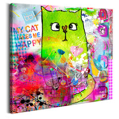 Glezna - Crazy Cat 70x70 cm cena un informācija | Gleznas | 220.lv