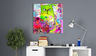 Glezna - Crazy Cat 70x70 cm cena un informācija | Gleznas | 220.lv