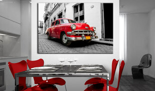 Glezna - Cuban Classic Car (Red) 120x80 cm cena un informācija | Gleznas | 220.lv