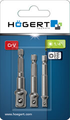 Набор адаптеров Hogert 1/4"3/8"1/2" Crv - HT1S445 цена и информация | Механические инструменты | 220.lv