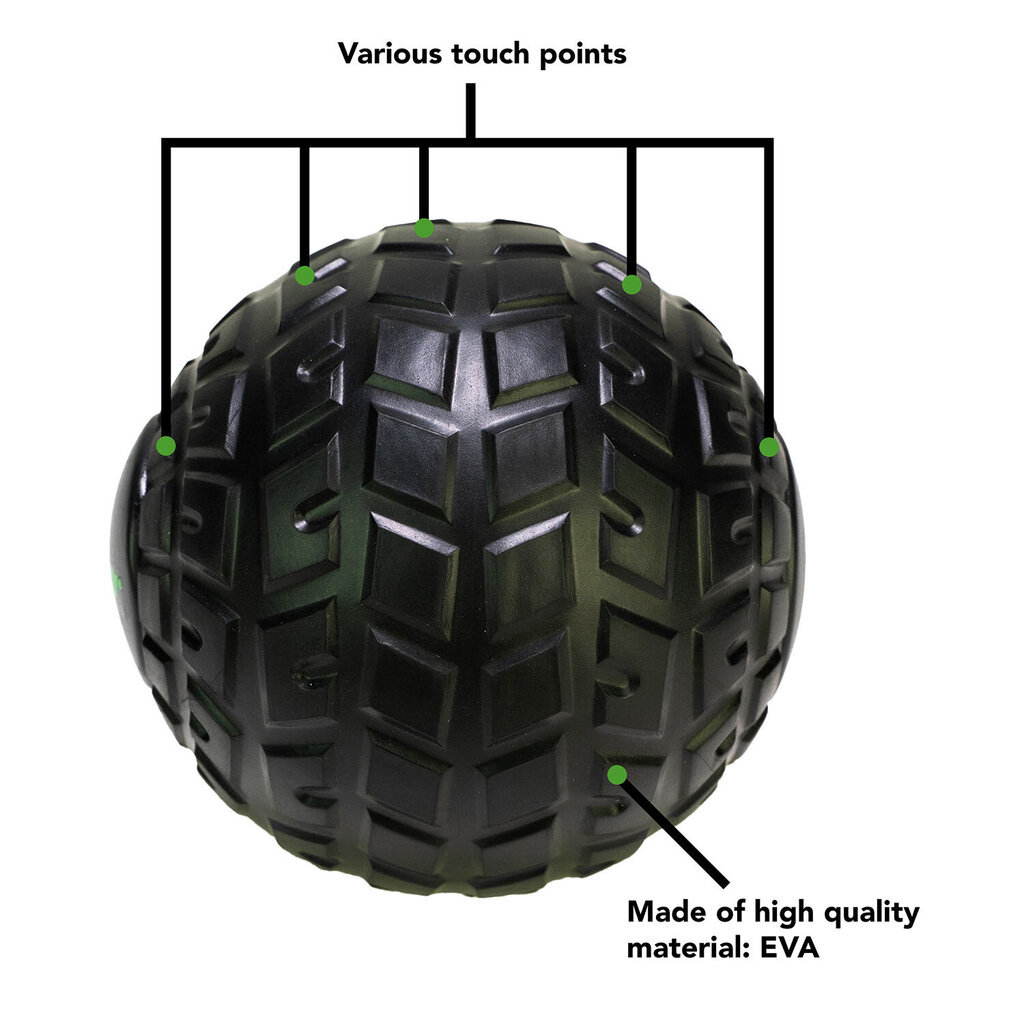 Masāžas bumba Tunturi EVA, 12 cm, melna cena un informācija | Masāžas piederumi | 220.lv
