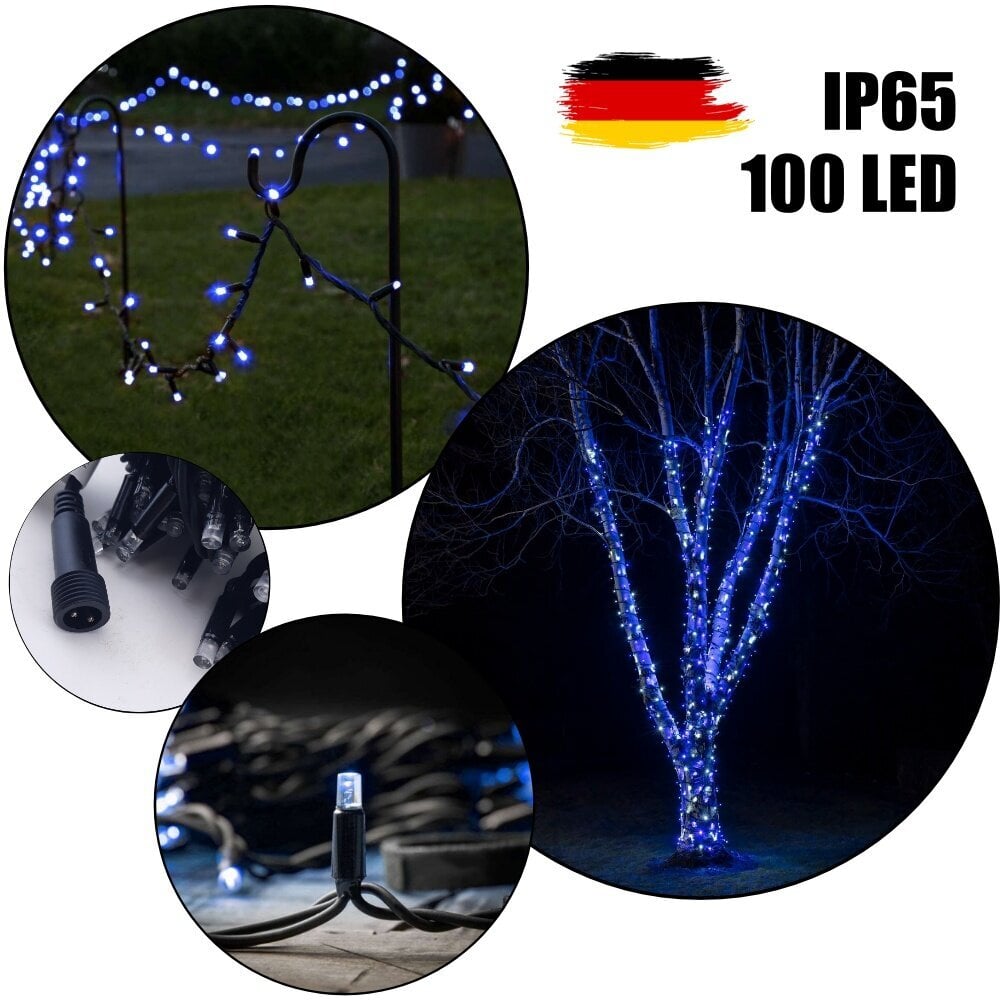 100 LED spuldžu profesionāla āra virtene Brosberg, zila cena un informācija | Ziemassvētku lampiņas, LED virtenes | 220.lv