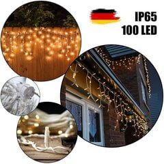 100 светодиодных лампочек профессиональная уличная гирлянда Сосульки Brosberg, 3 м, теплого белого цвета цена и информация | Гирлянды | 220.lv