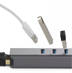 HUB USB-C Ethernet Gigabit RJ45 adapteris 3x USB 3.0 cena un informācija | Adapteri un USB centrmezgli | 220.lv