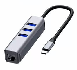 HUB USB-C Ethernet Gigabit RJ45 adapteris 3x USB 3.0 цена и информация | Адаптеры и USB разветвители | 220.lv