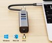 HUB USB-C Ethernet Gigabit RJ45 adapteris 3x USB 3.0 cena un informācija | Adapteri un USB centrmezgli | 220.lv